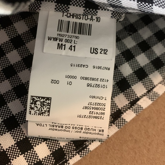 BOSS T-Christo Tailored Slim Fit Tessitura Monti Button Down Checkered Shirt- 16 - Picture 13 of 13